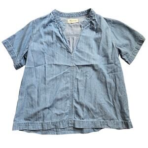 Madewell Denim Wash Chambray V neck Top XS